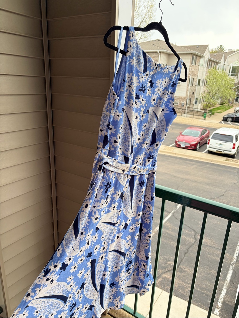🆕🦋Lauren Ralph Lauren Blue Floral Midi Dress Belted Fit & Flare Summer Size 6 - Picture 7 of 17